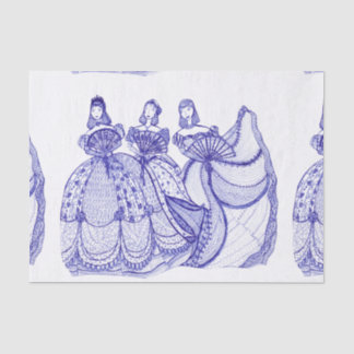 Blue China Pattern Tissue Paper