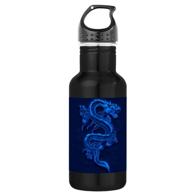 Blue Chinese Dragon 532 Ml Water Bottle (Front)