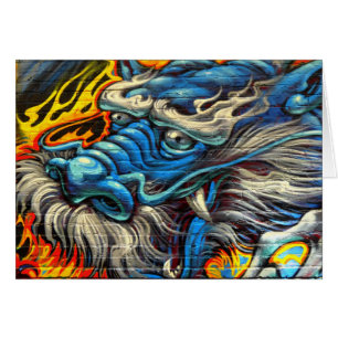 Blue Chinese Dragon Graffiti All Occasion Card