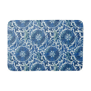 Blue Chinese Floral Pattern Bath Mat