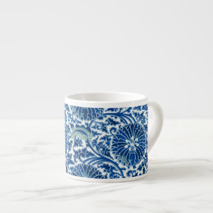 Blue Chinese Floral Pattern Espresso Cup