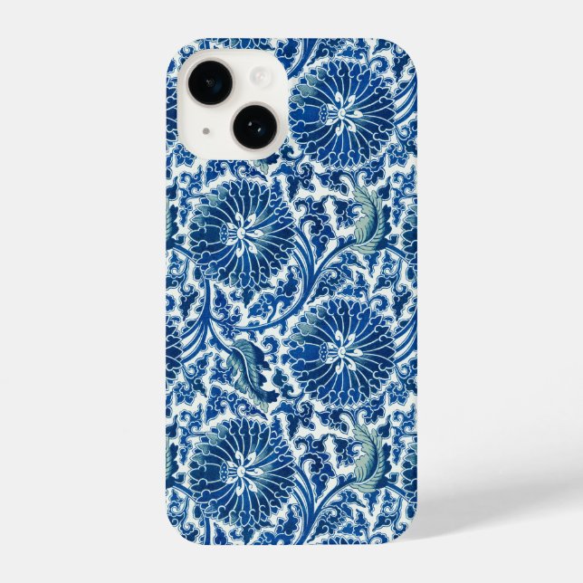 Blue Chinese Floral Pattern iPhone Case (Back)