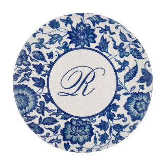 Blue Chinese Ornamental Floral Cutting Board