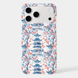 Blue Chinese Pagoda Cherry Blossom Pattern