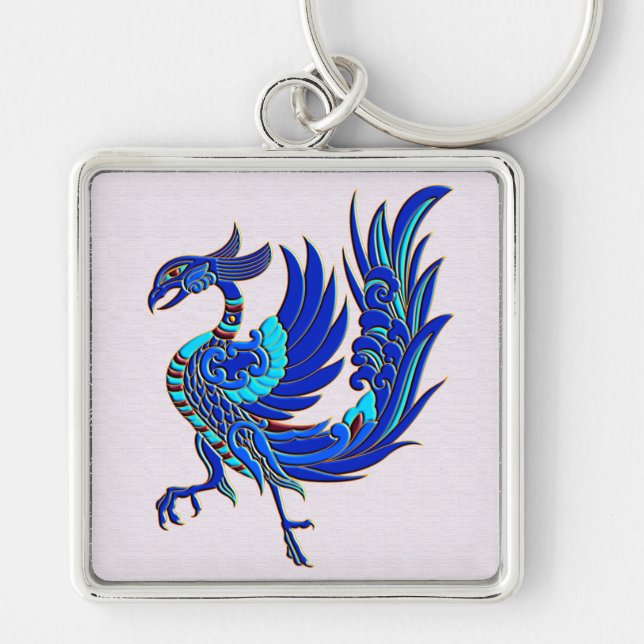 Blue chinese phoenix key ring (Front)