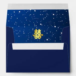Blue Chinese wedding snowflake double happiness Envelope
