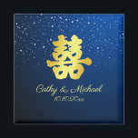 Blue Chinese wedding snowflake double happiness Magnet<br><div class="desc">Realise your dream wedding with an oriental touch! You can customise the design by adding your names and wedding date etc. You are also welcome to reach out to me for any special design which is uniquely for you. Double happiness symbol and red decorations are the must have items for...</div>