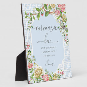 Blue Chinoiserie Baby Shower Mimosa Bar Sign Plaque