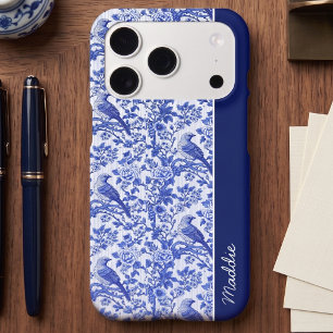 Blue Chinoiserie Bird Monogram Floral
