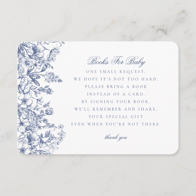 Blue Chinoiserie Books for Baby Invitation Insert (Front)