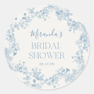 Blue Chinoiserie Bridal Shower Sticker
