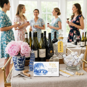 Blue Chinoiserie Bridge Wine Raffle Bridal Shower  Enclosure Card
