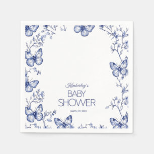 Blue Chinoiserie Butterfly Baby Shower Napkin