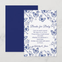 Blue Chinoiserie Butterfly Books For Baby Shower 