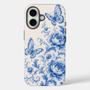 Blue Chinoiserie Butterfly Peony Phone Case