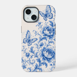 Blue Chinoiserie Butterfly Peony Phone Case