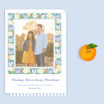 Blue Chinoiserie Chic Citrus Merry Christmas Photo Holiday Card<br><div class="desc">* Photo credit: Photography © Storytree Studios, Stanford, CA ** / Elegant Happy Holidays photocard with space for a couple or family photo. All watercolor elements were originally handpainted by me in watercolors onto 100% cotton paper before being scanned and arranged / styled digitally. The reverse of the design is...</div>