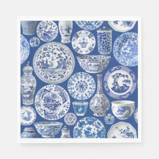 Blue Chinoiserie - Chinese vases & plates Napkin