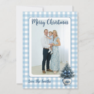 Blue Chinoiserie Christmas tree Grandmillenial Holiday Card