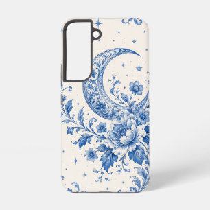 Blue Chinoiserie Crescent Moon Floral Phone Case