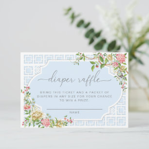 Blue Chinoiserie Diaper Raffle Ticket - Trianon Enclosure Card