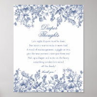 Blue Chinoiserie Flora Diaper Thoughts Baby Shower
