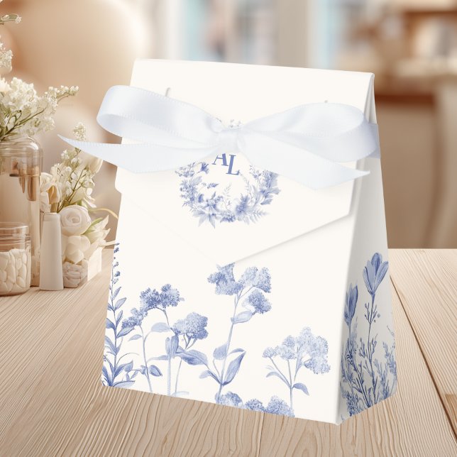 Blue Chinoiserie Floral Botanical Wedding Favour Box (Creator Uploaded)