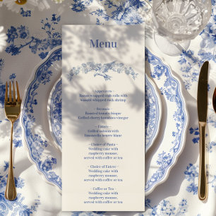 Blue Chinoiserie Floral Botanical Wedding Menu