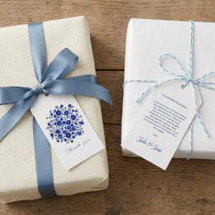 Blue Chinoiserie Floral bouquet Wedding Thank You Gift Tags