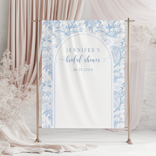 Blue Chinoiserie Floral Bridal Shower Backdrop Tapestry