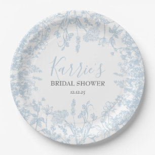 Blue Chinoiserie Floral Bridal Shower Invitation,  Paper Plate