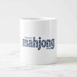 Blue Chinoiserie Floral Custom Mahjong Large Coffee Mug