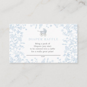 Blue Chinoiserie floral diaper raffle card, game Business Card