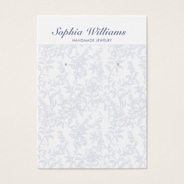 Blue Chinoiserie Floral Earring Display Card (Front)