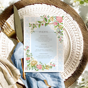 Blue Chinoiserie Floral Menu - Trianon