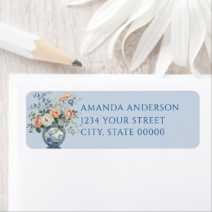 Blue Chinoiserie Floral Return Address Label