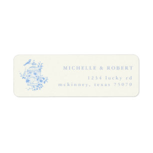 Blue Chinoiserie Floral Return Address Label