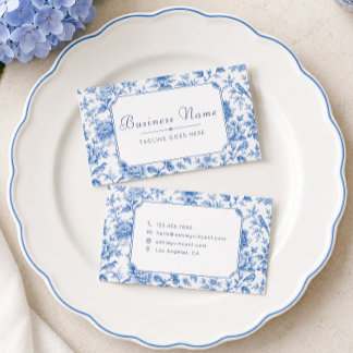 Blue Chinoiserie Floral Toile Business Card