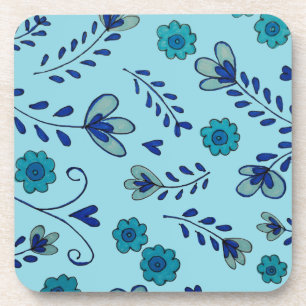 Blue chinoiserie flowers coaster