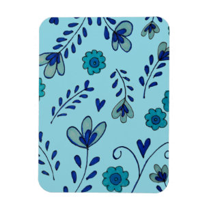 Blue chinoiserie flowers magnet