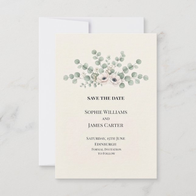 Blue Chinoiserie Garden Wedding Save the Date (Front)