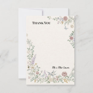 Blue Chinoiserie Garden Wedding Thank You Card