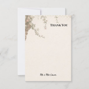 Blue Chinoiserie Garden Wedding Thank You Card
