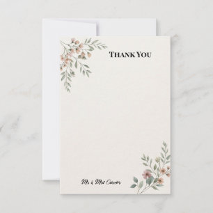 Blue Chinoiserie Garden Wedding Thank You Card