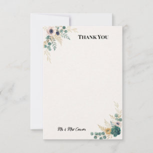 Blue Chinoiserie Garden Wedding Thank You Card