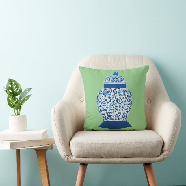 Blue Chinoiserie Ginger Jar Jars  Cushion (Chair)