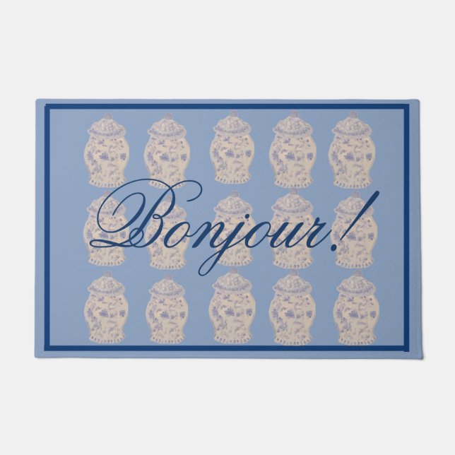 Blue Chinoiserie  Ginger Jar Jars  Doo Doormat (Front)