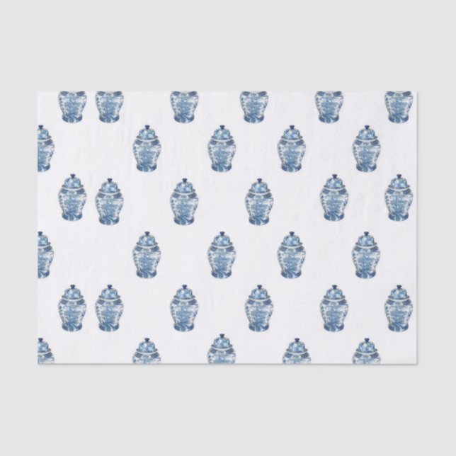 Blue Chinoiserie Ginger Jar Jars tissue Paper (Front)