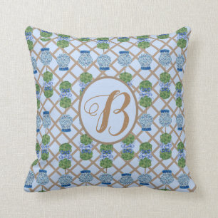 Blue Chinoiserie Ginger Jar Jars Topiary Basket Th Cushion