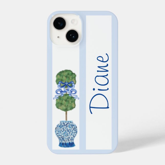 Blue Chinoiserie Ginger Jar Jars Topiary  iPhone Case (Back)